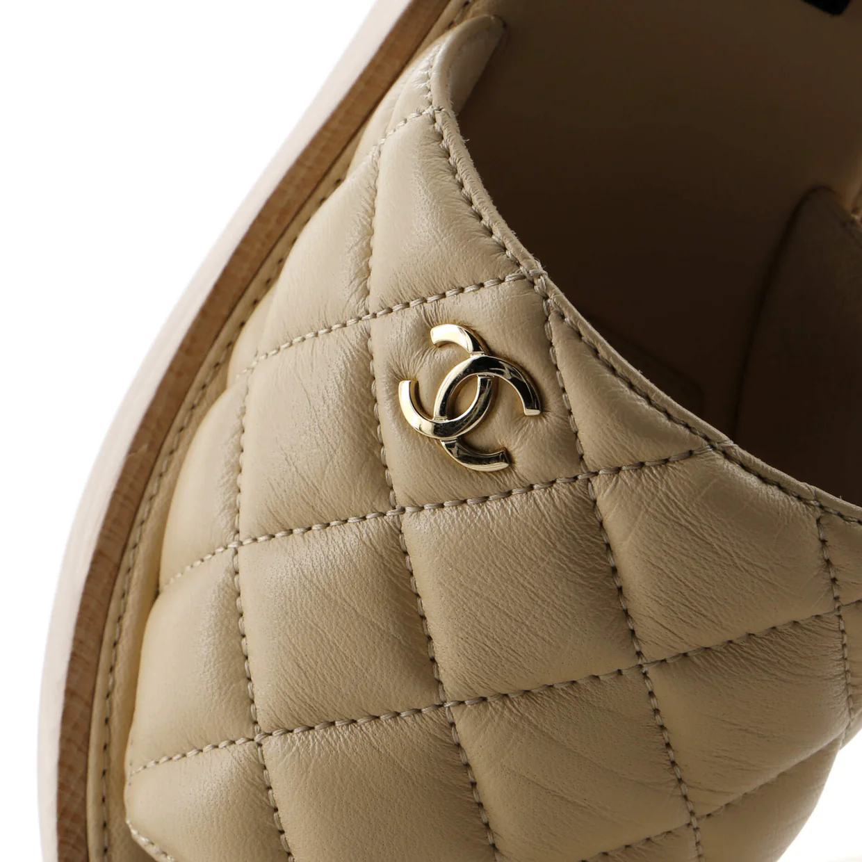 Women's Open Toe Platform Sandals Quilted Leather and Wood - Deep Luxury
