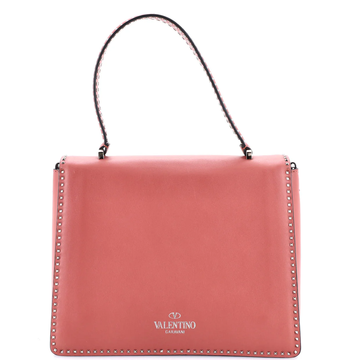 Turnlock Top Handle Bag Leather with Micro Rockstuds Medium - Deep Luxury