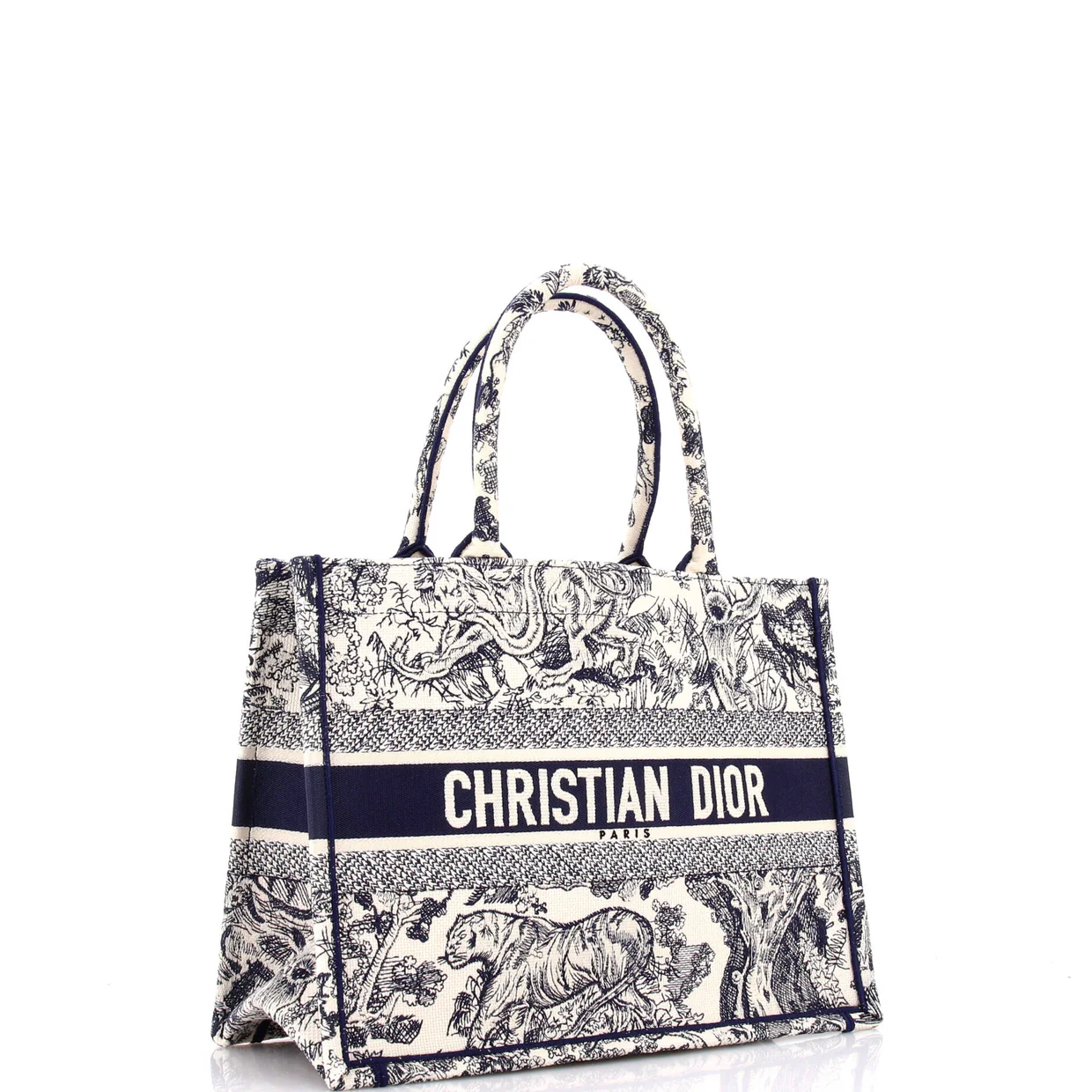 Book Tote Embroidered Canvas Medium - Deep Luxury