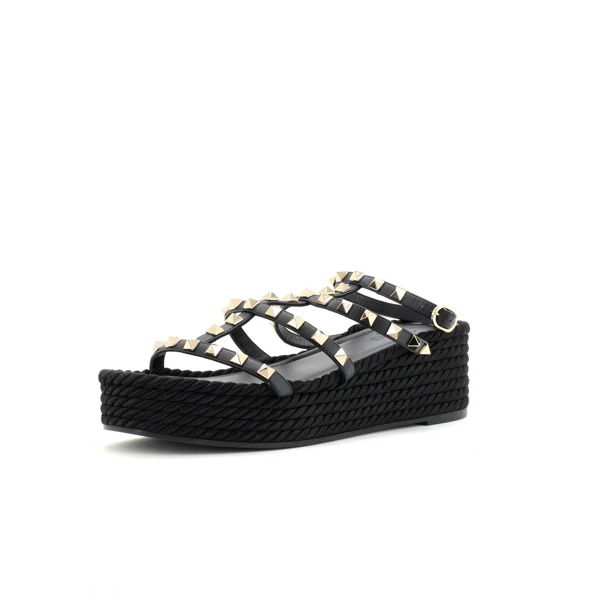 Women's Rockstud Caged Wedge Espadrilles Leather - Deep Luxury