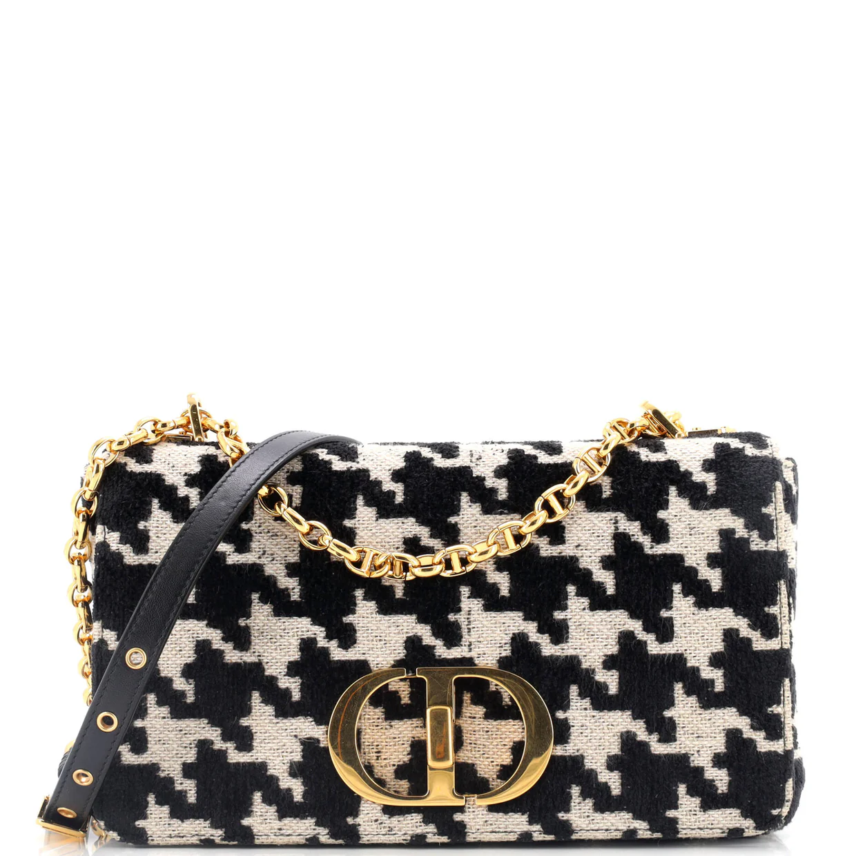 Caro Bag Macro-Houndstooth Fabric Medium - Deep Luxury