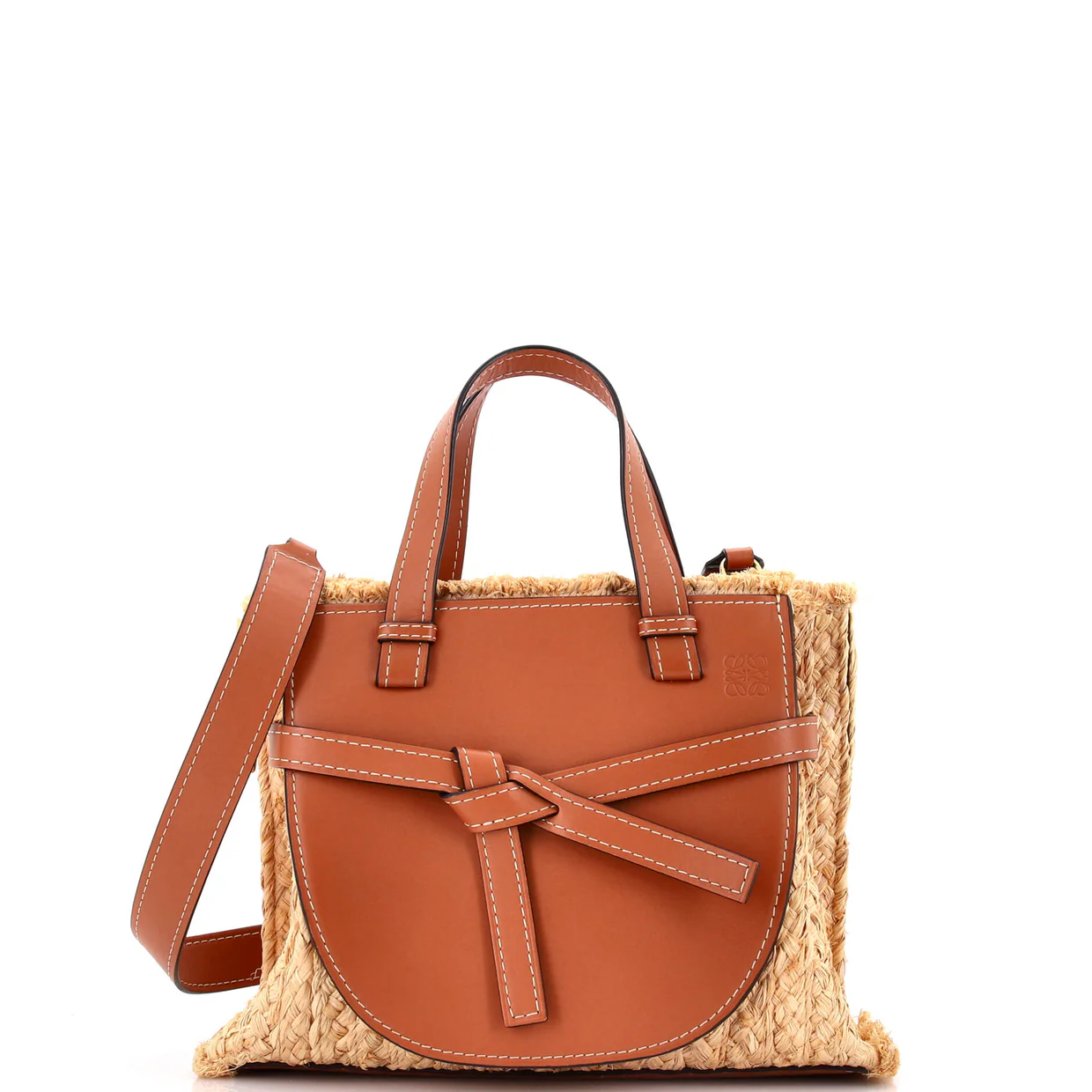 Gate Tote Leather and Straw Small - Deep Luxury