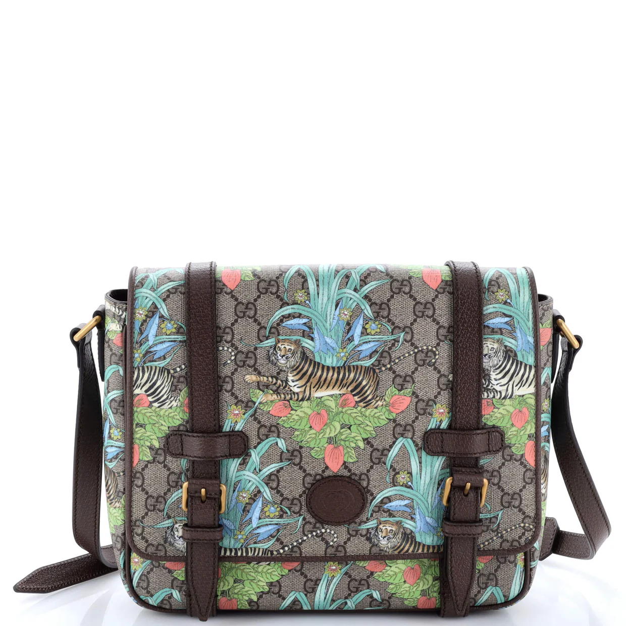 Interlocking G Patch Messenger Bag Printed GG Coated Canvas Medium - Deep Luxury