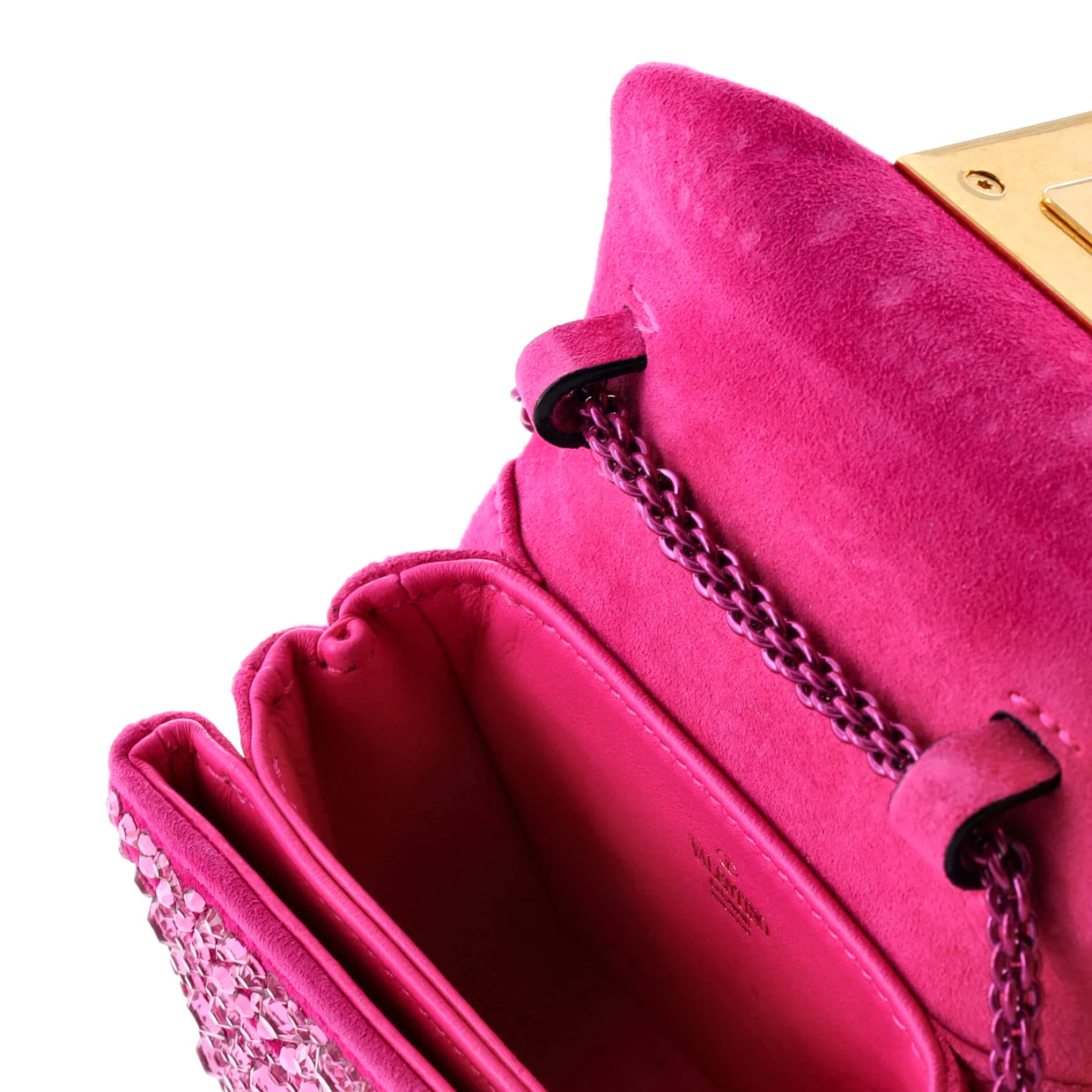 One Stud Chain Flap Bag Beaded Leather Small - Deep Luxury