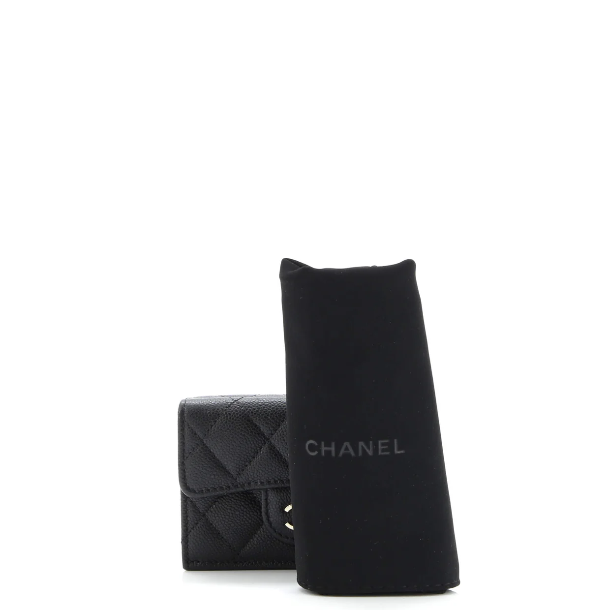 Trifold Classic Flap Wallet Quilted Caviar Small - Deep Luxury