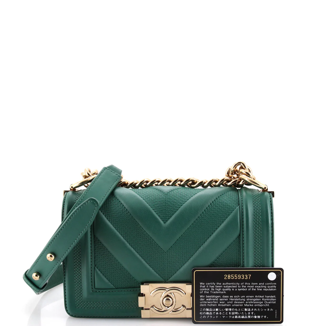 Boy Flap Bag Perforated Chevron Lambskin Small - Deep Luxury