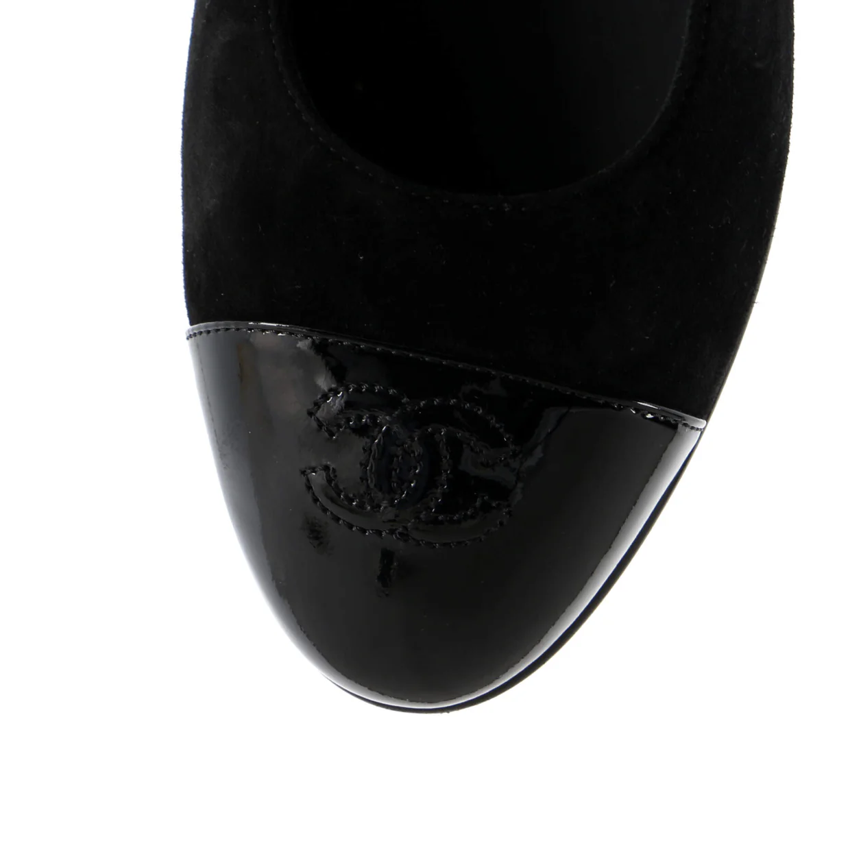 CC Cap Toe Mary Jane Flats Suede with Patent - Deep Luxury
