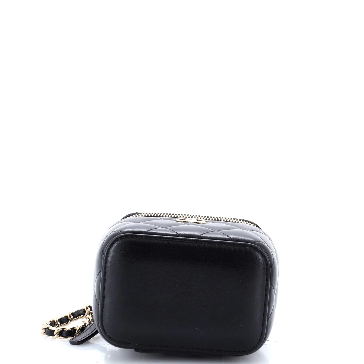 Camellia Bow Vanity Case with Chain Quilted Lambskin Mini - Deep Luxury