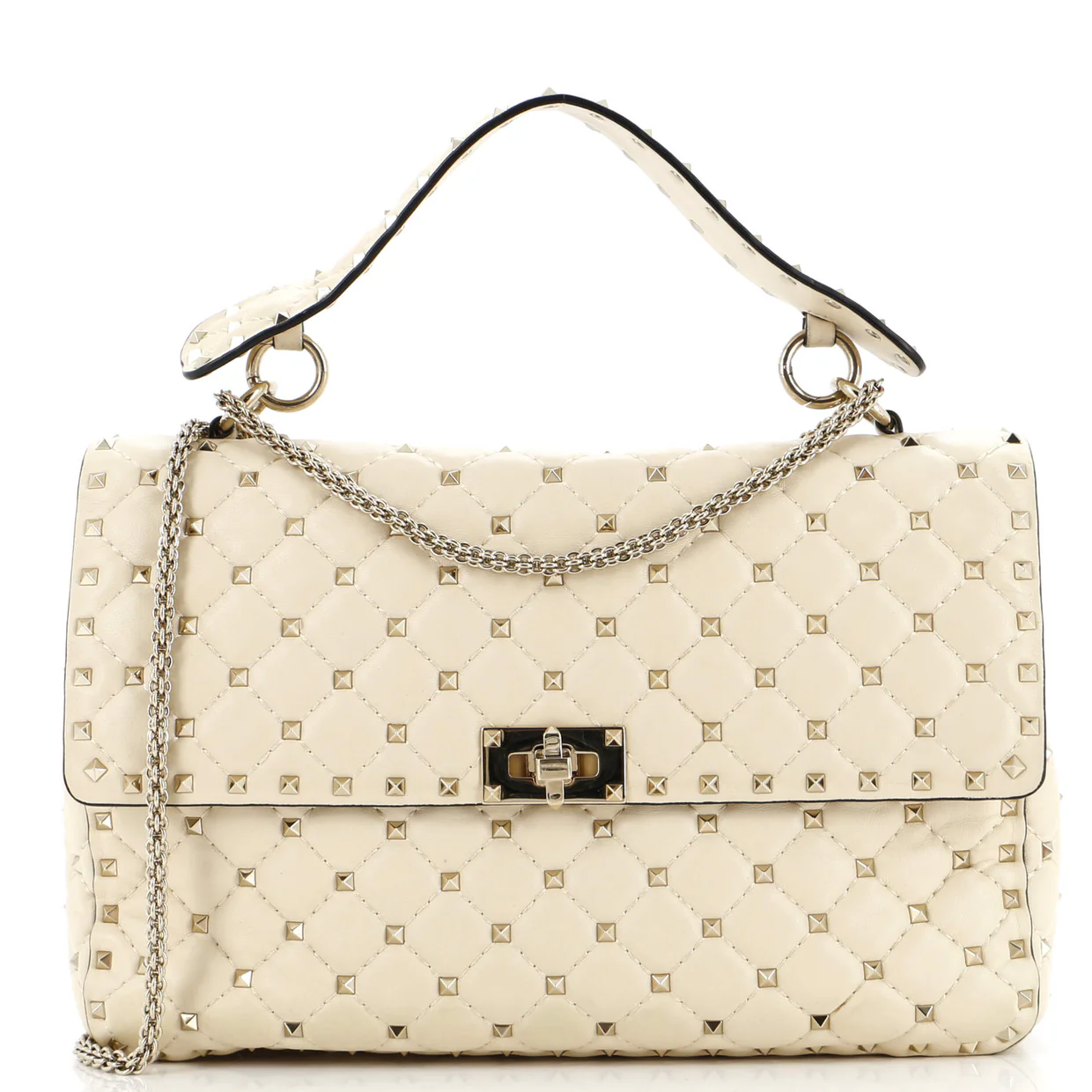 Rockstud Spike Flap Bag Quilted Leather Large - Deep Luxury