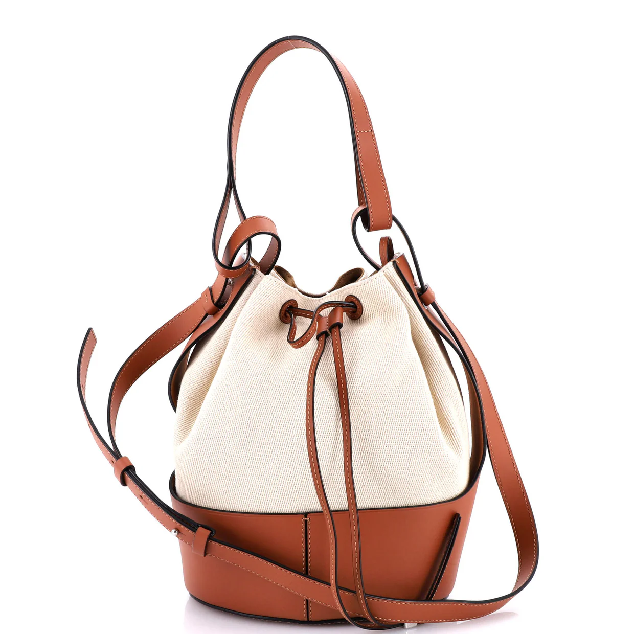 Balloon Bucket Bag Canvas and Leather Medium - Deep Luxury