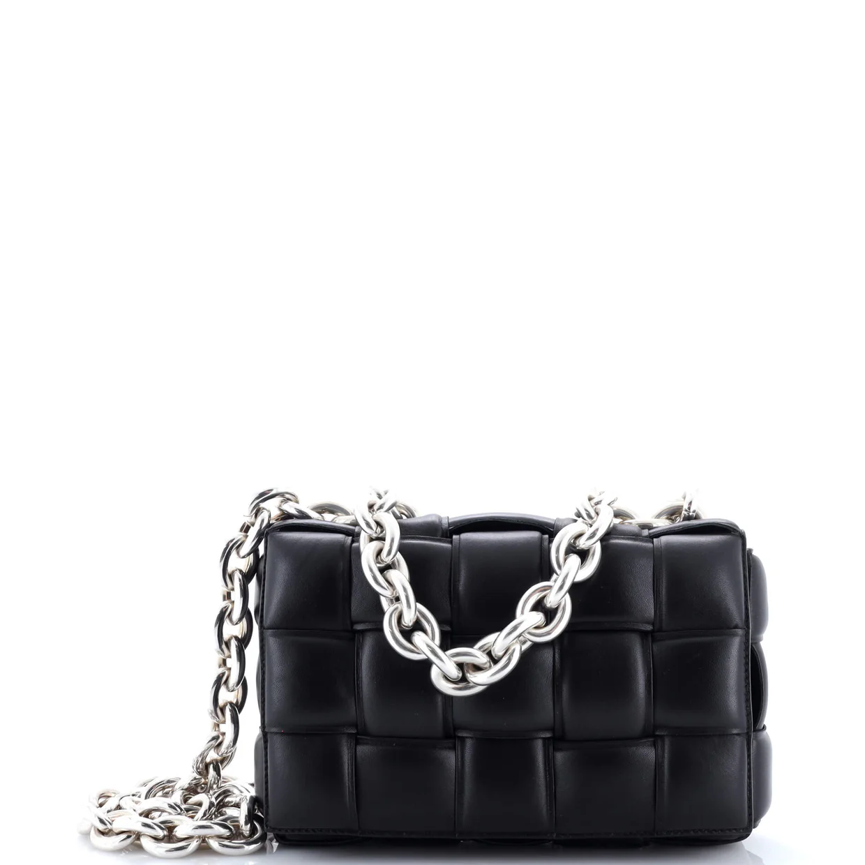 Cassette Chain Crossbody Bag Padded Maxi Intrecciato Leather - Deep Luxury
