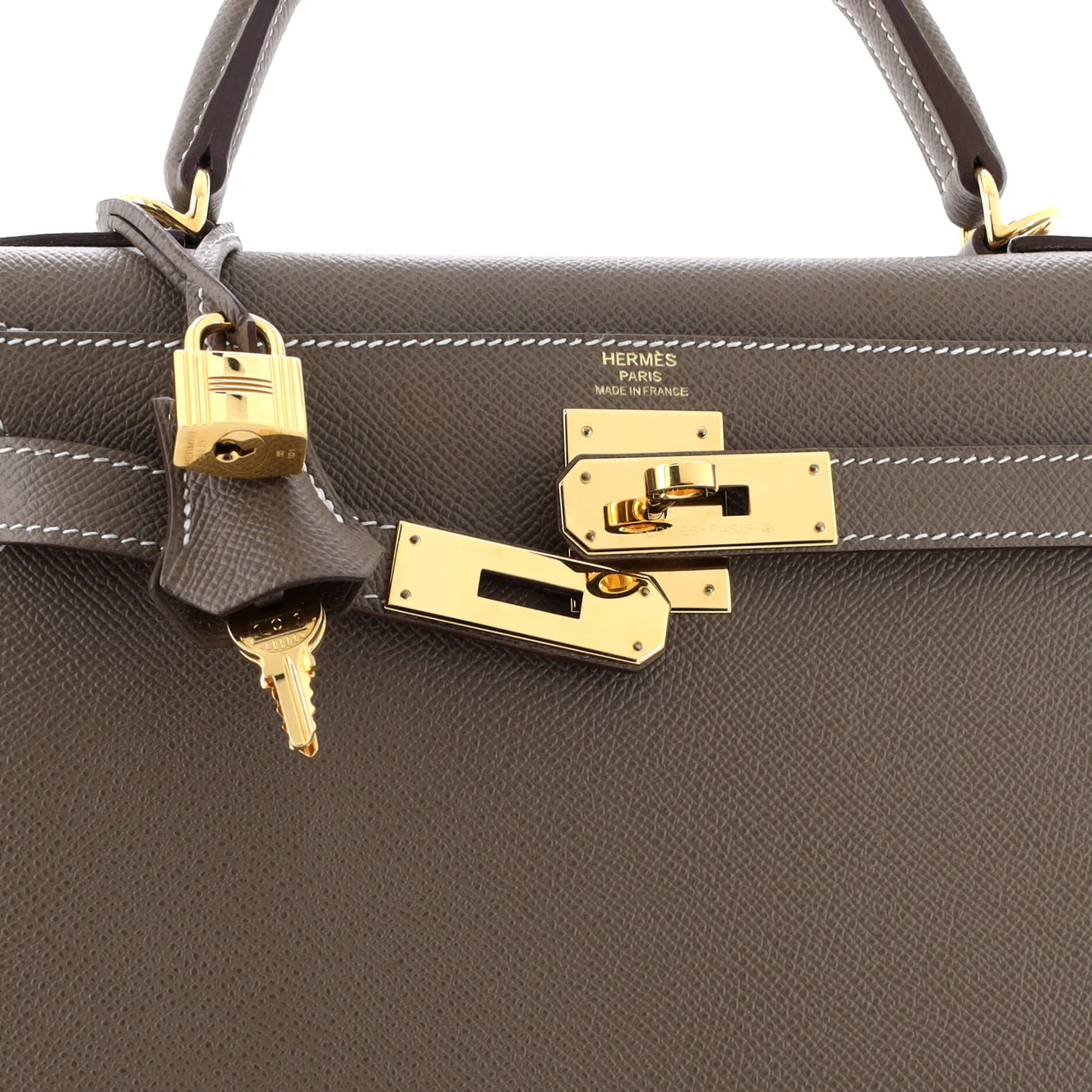 Kelly Handbag Grey Epsom with Gold Hardware 28 - Deep Luxury