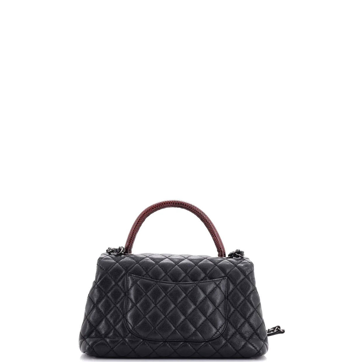 Coco Top Handle Bag Quilted Caviar with Lizard Small - Deep Luxury