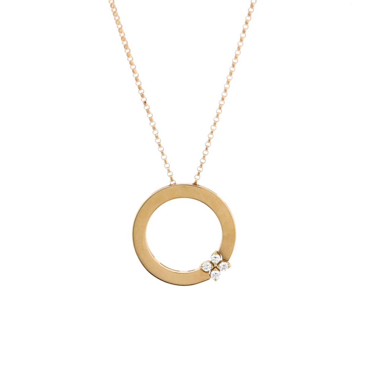 Love in Verona Circle Pendant Necklace 18K Yellow Gold with Diamonds - Deep Luxury