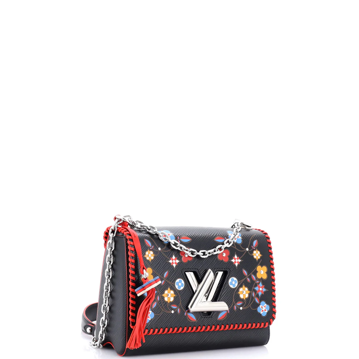 Twist Handbag Limited Edition Flower Embellished Epi Leather with Whipstitch Details MM - Deep Luxury