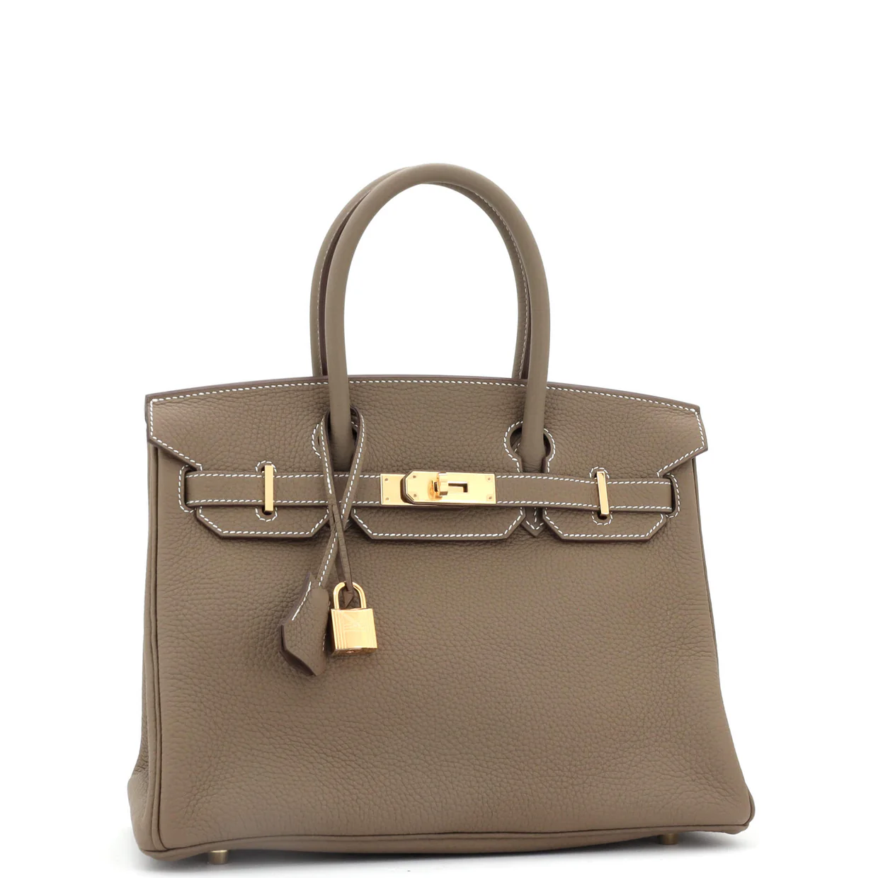 Birkin Handbag Grey Clemence with Gold Hardware 30 - Deep Luxury