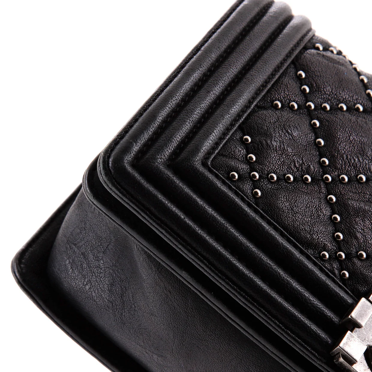 Boy Flap Bag Studded Quilted Distressed Calfskin Old Medium - Deep Luxury