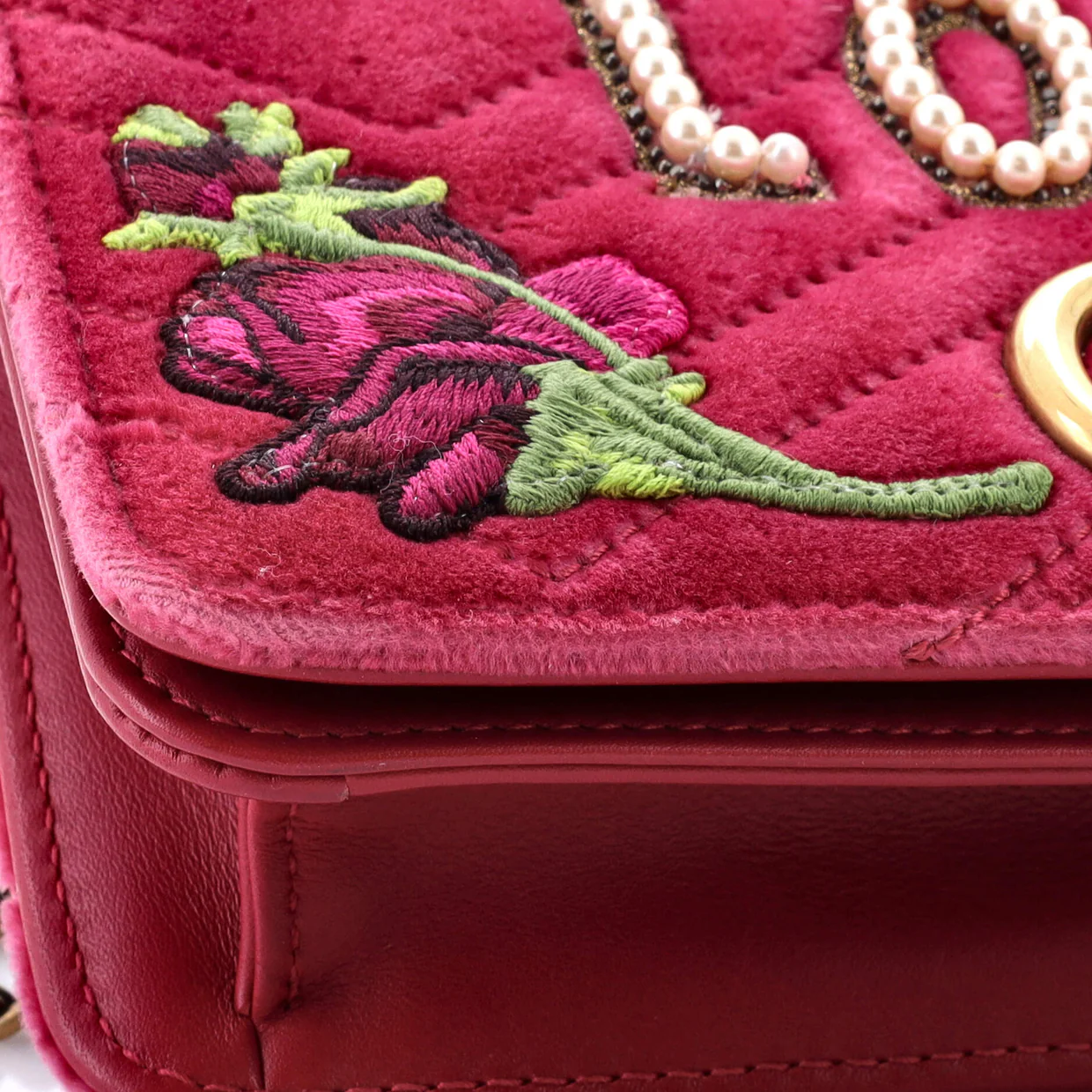 GG Marmont Chain Flap Bag Embroidered Matelasse Velvet Mini - Deep Luxury