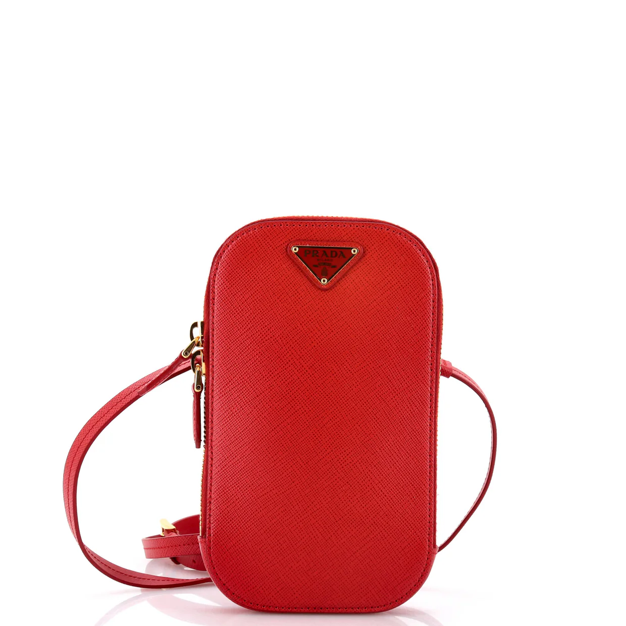 Zip Phone Holder Crossbody Bag Saffiano Leather - Deep Luxury