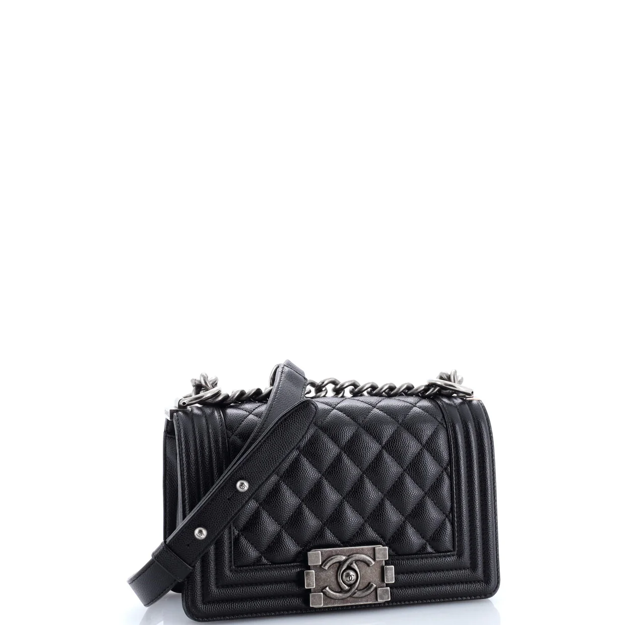 Boy Flap Bag Quilted Caviar Small - Deep Luxury