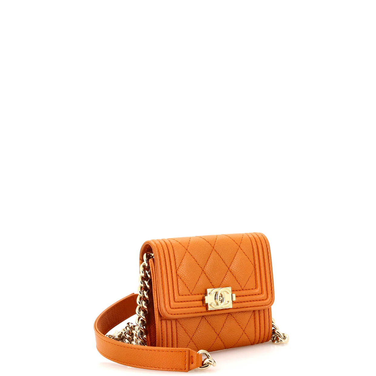 Boy Flap Card Holder on Chain Quilted Caviar - Deep Luxury