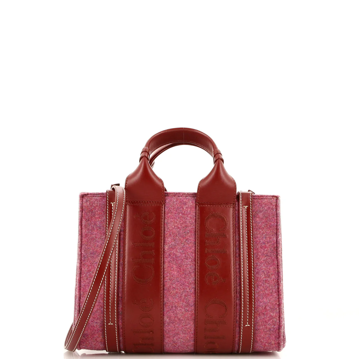 Woody Tote Recycled Felt with Leather Small - Deep Luxury