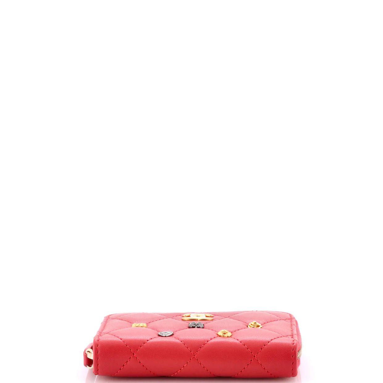 18K Charms Zip Coin Purse Quilted Lambskin Small - Deep Luxury