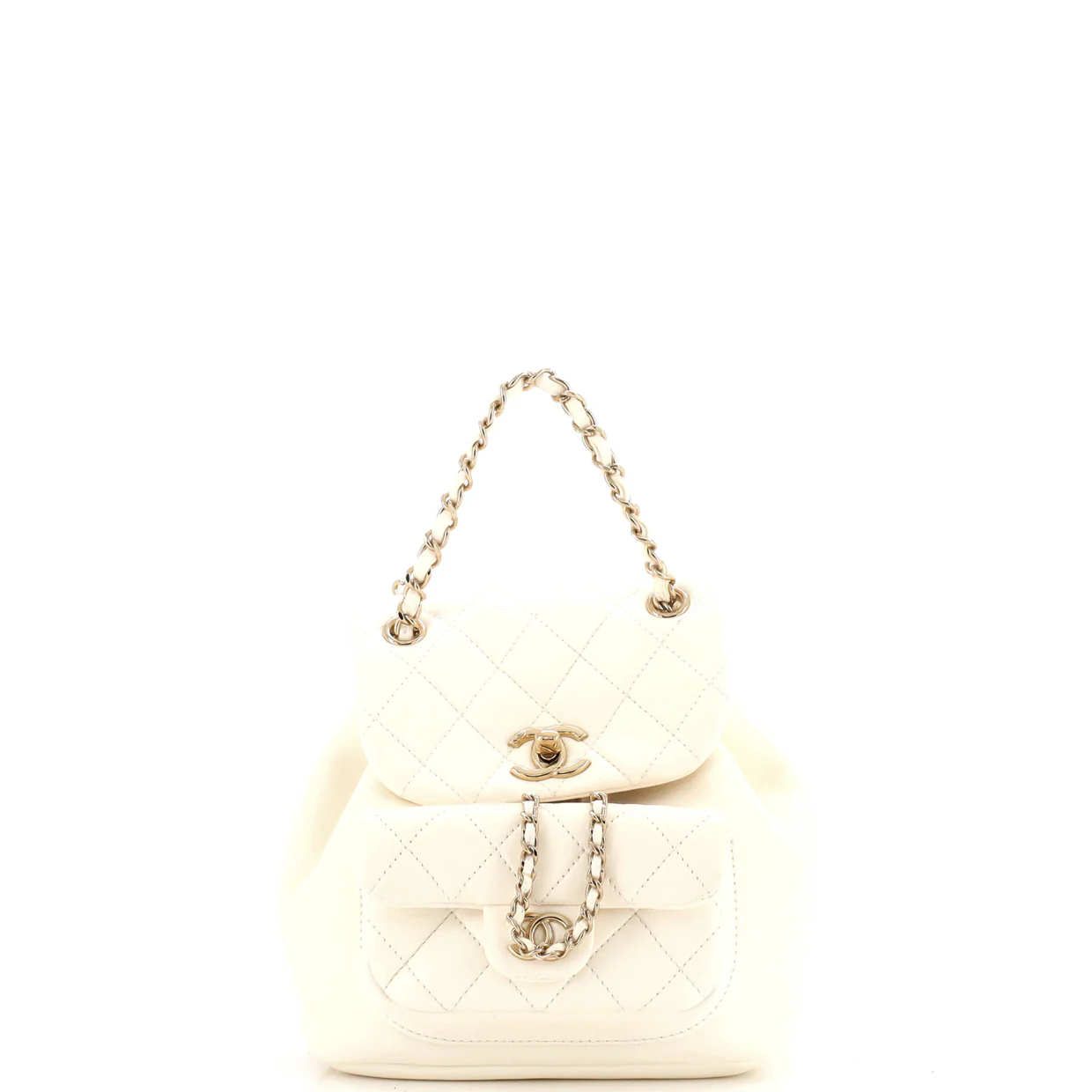 Duma Drawstring Backpack Quilted Leather Small - Deep Luxury