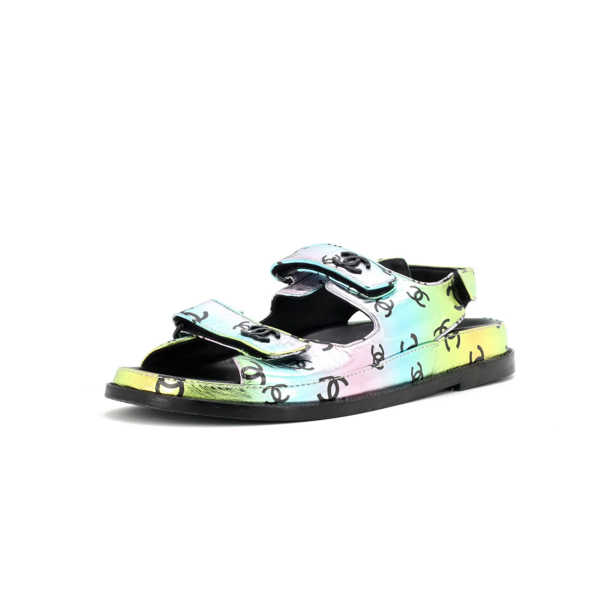Women's Velcro Dad Sandals Printed Laminated Leather - Deep Luxury