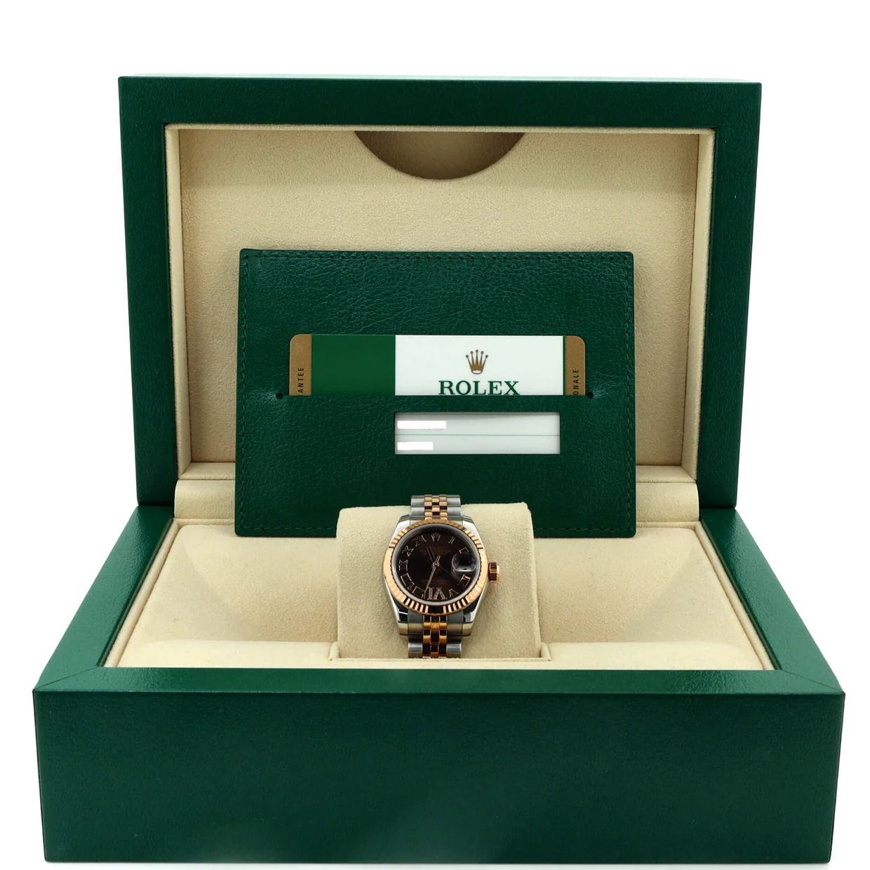 Oyster Perpetual Datejust Chocolate Brown Automatic Watch Stainless Steel and Rose Gold with Diamond VI Numeral 26 - Deep Luxury