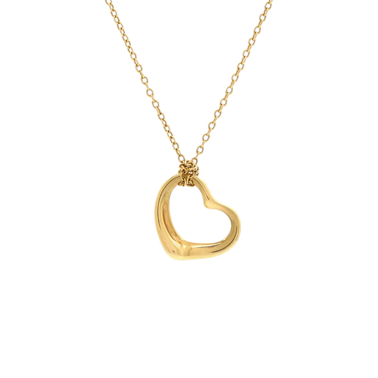 Elsa Peretti Open Heart Pendant Necklace 18K Yellow Gold 16mm - Deep Luxury