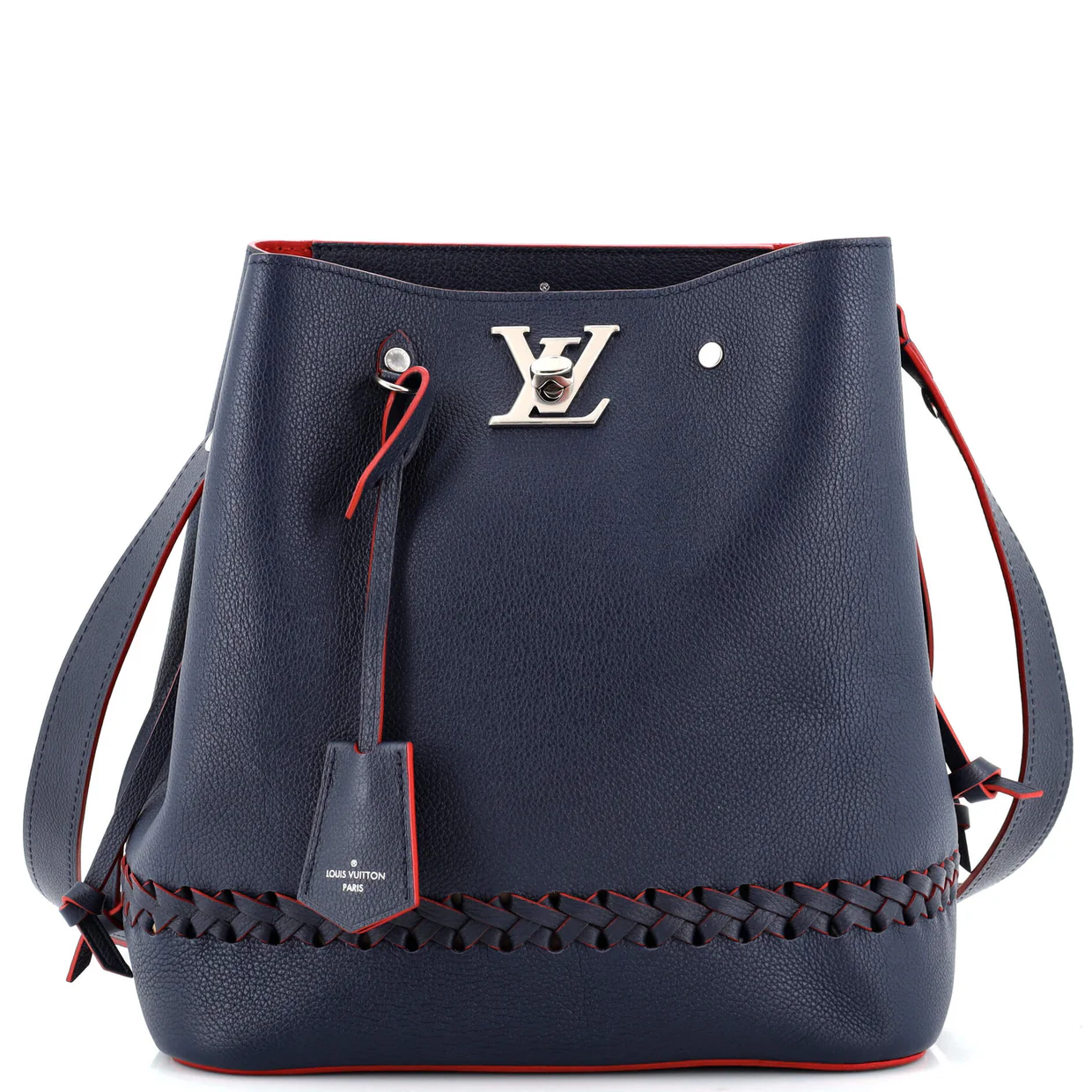 Lockme Bucket Bag Braided Leather - Deep Luxury