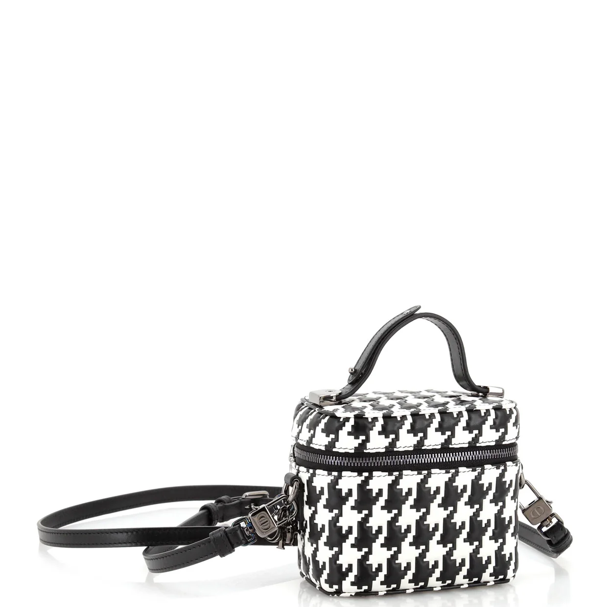 Lady Dior Vanity Case Houndstooth Braided Leather Micro - Deep Luxury