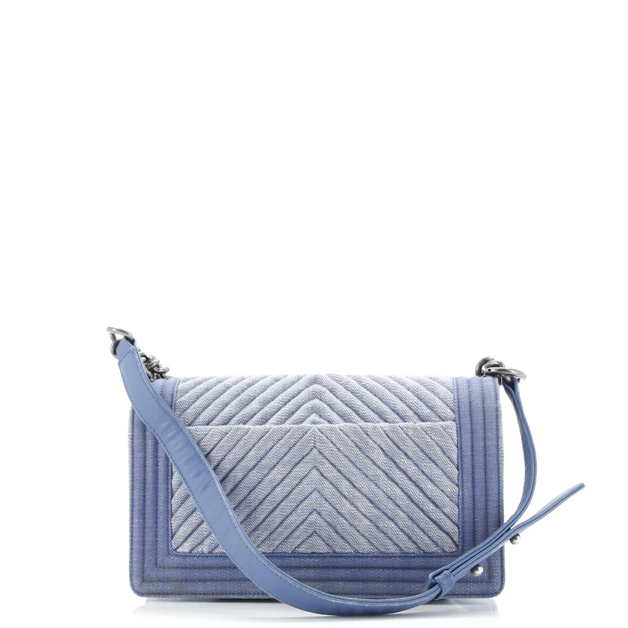 Boy Flap Bag Chevron Denim Old Medium - Deep Luxury