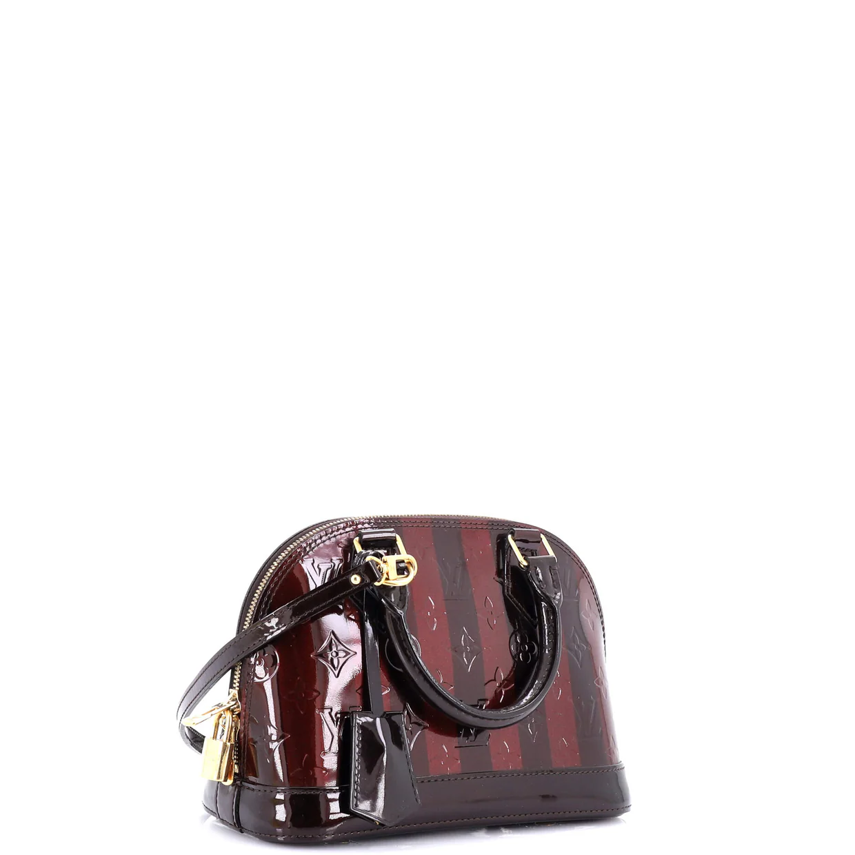 Alma Handbag Limited Edition Monogram Vernis Rayures BB - Deep Luxury