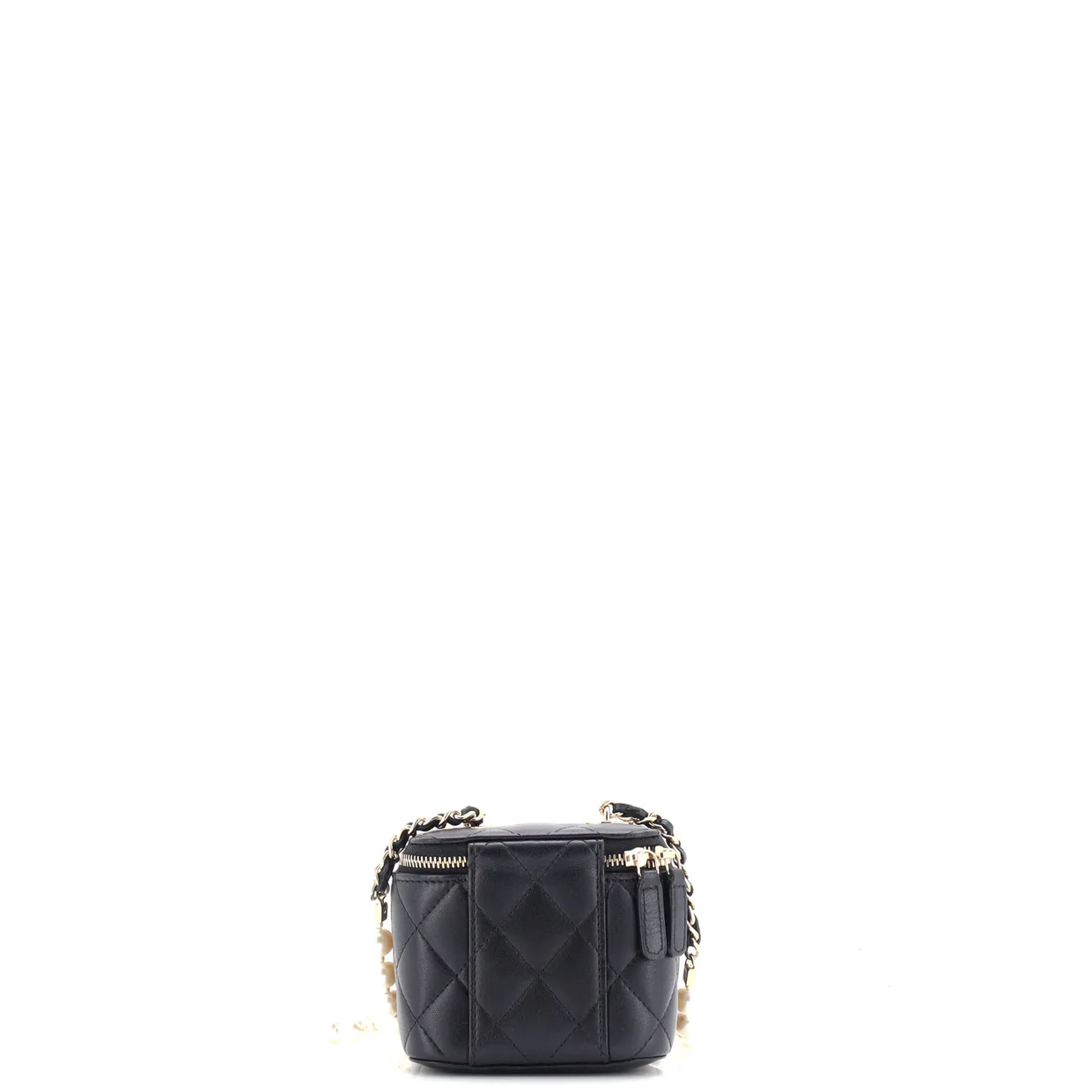 Vanity Case with Pearl Chain Quilted Lambskin Mini - Deep Luxury