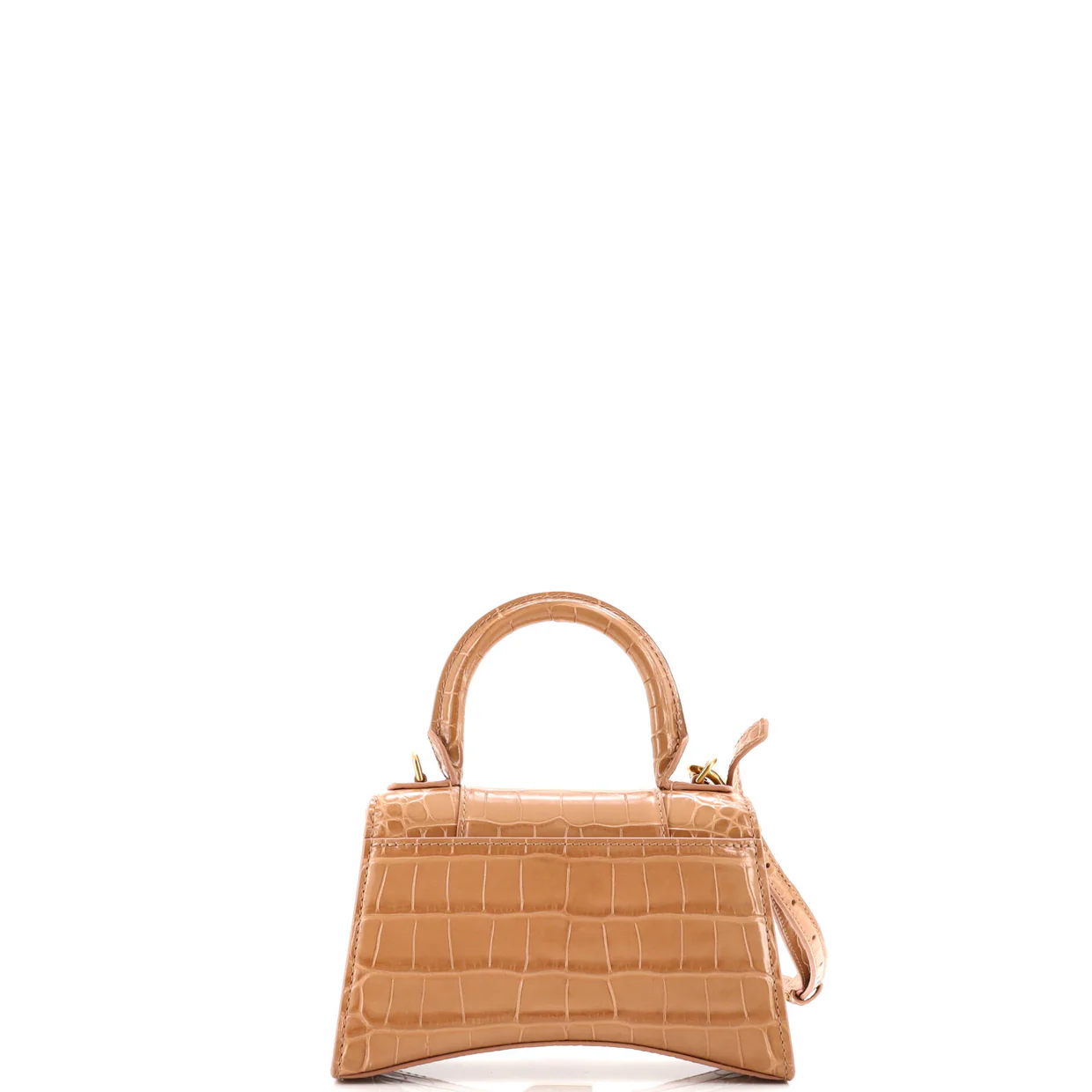 Hourglass Top Handle Bag Crocodile Embossed Leather XS - Deep Luxury