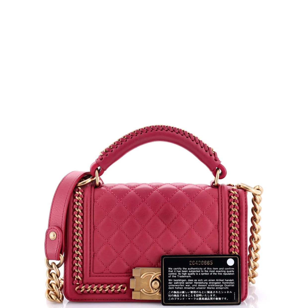 Chain Handle Boy Flap Bag Quilted Calfskin Small - Deep Luxury