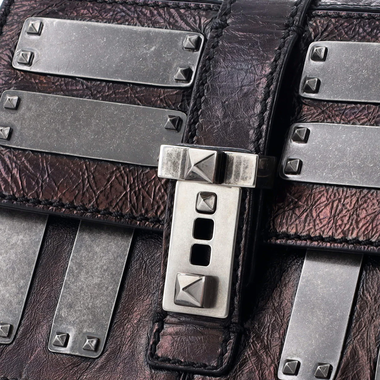 B-Rockstud Shoulder Bag Glazed Leather with Metal Embellishment Micro - Deep Luxury