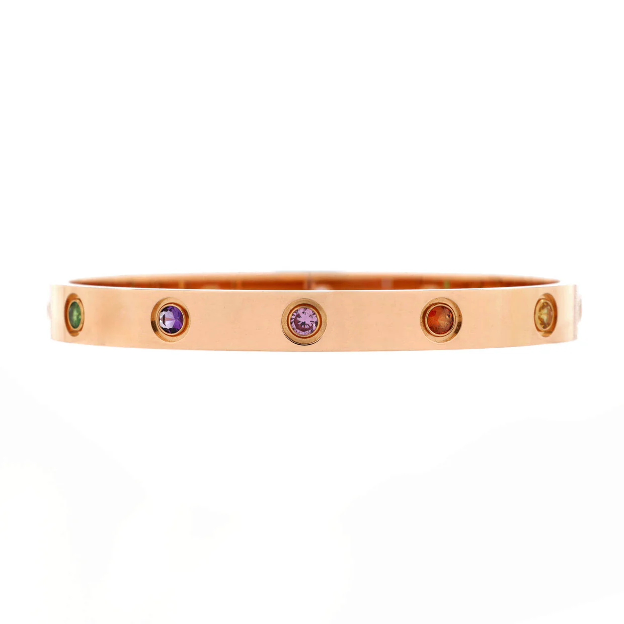 Love 10 Stone Bracelet 18K Rose Gold with Garnet, Amethyst and Sapphire - Deep Luxury