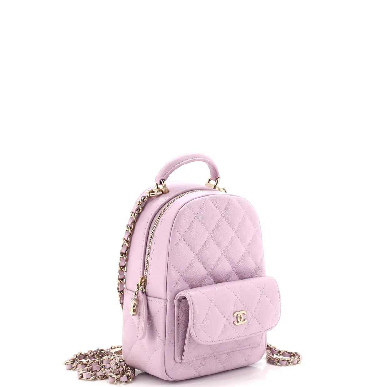 Classic CC Chain Pocket Backpack Quilted Caviar Mini - Deep Luxury