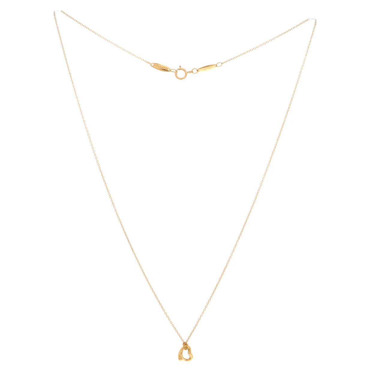 Elsa Peretti Open Heart Pendant Necklace 18K Yellow Gold 7mm - Deep Luxury