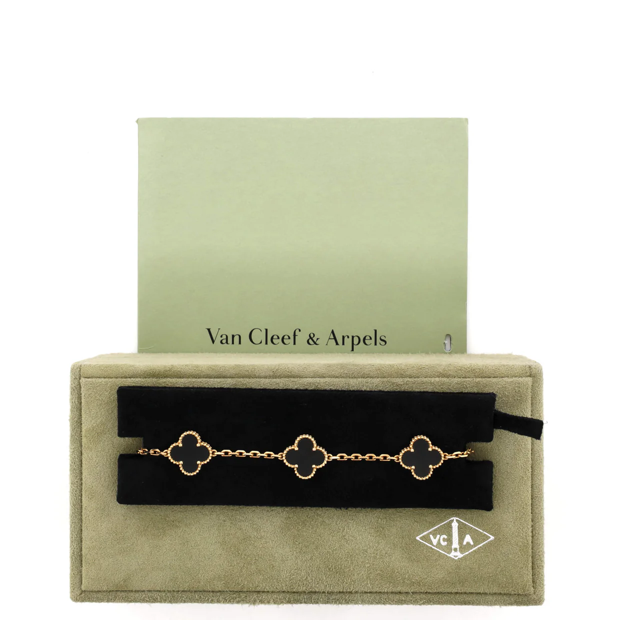 Vintage Alhambra 5 Motifs Bracelet 18K Yellow Gold and Onyx - Deep Luxury