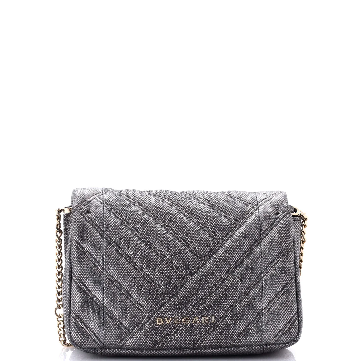 Serpenti Cabochon Shoulder Bag Diagonal Quilted Metallic Karung Small - Deep Luxury