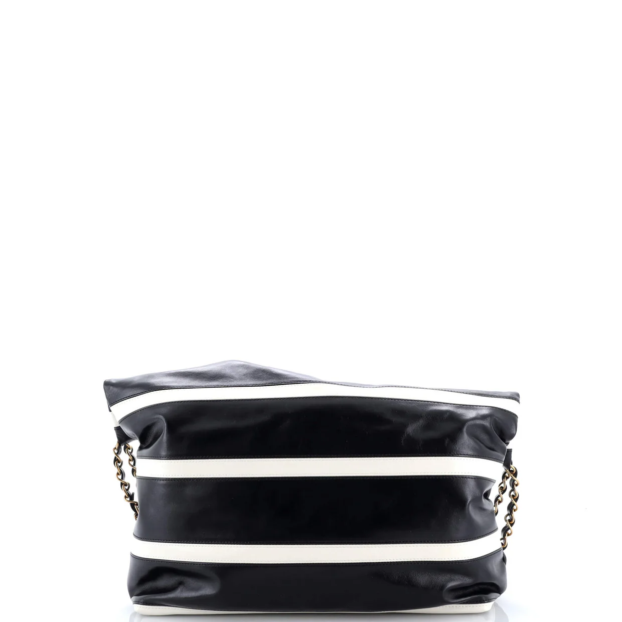 22 Chain Hobo Striped Shiny Calfskin Small - Deep Luxury