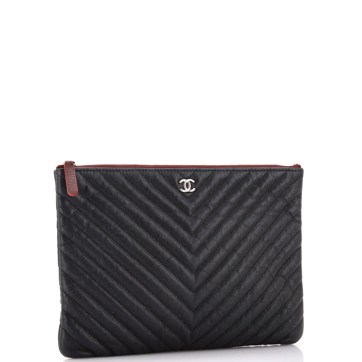 O Case Clutch Chevron Caviar Medium - Deep Luxury