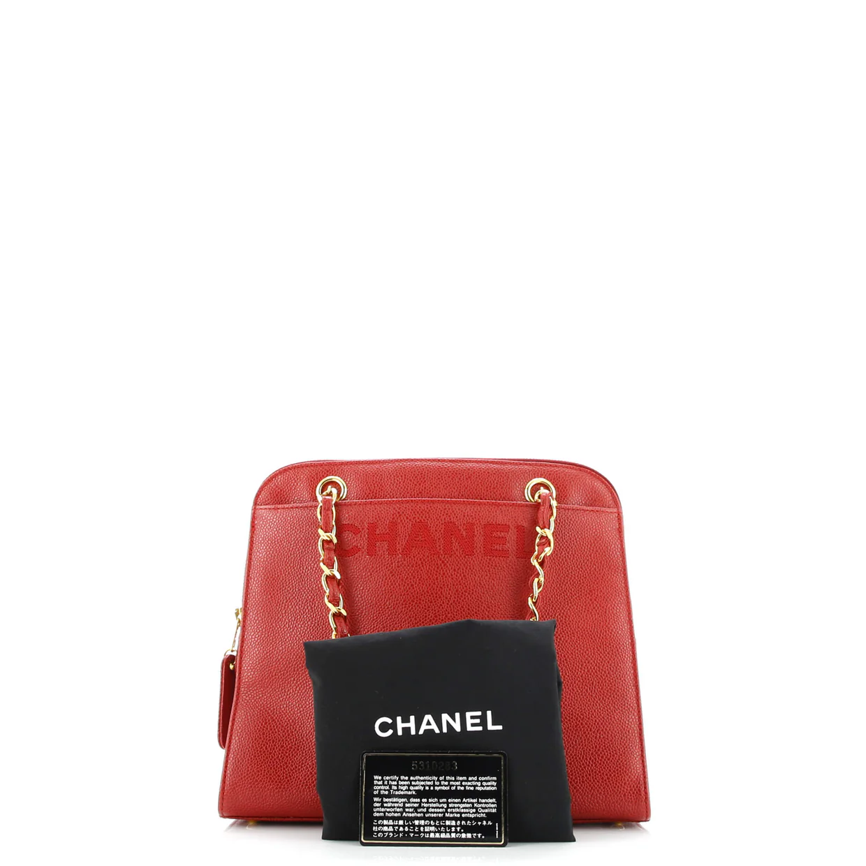Vintage Logo Chain Tote Caviar Small - Deep Luxury