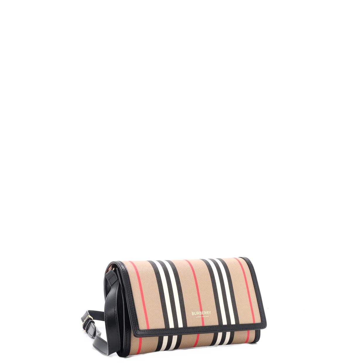 Hannah Wallet on Strap Icon Stripe E-Canvas - Deep Luxury
