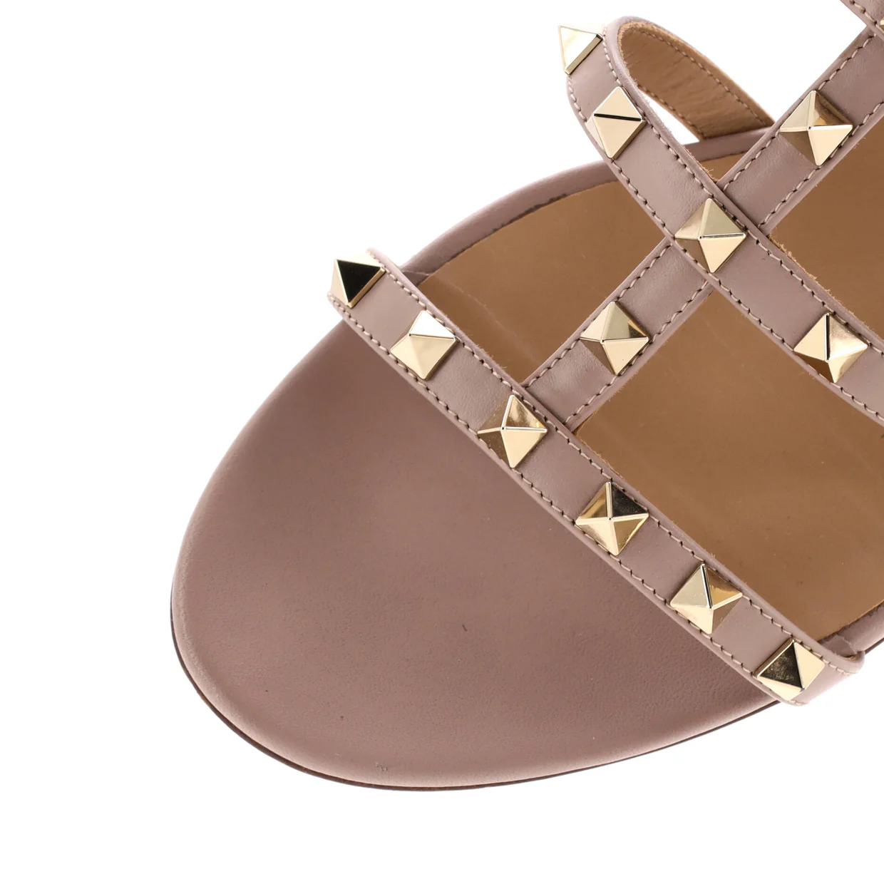 Women's Multi Strap Rockstud Flat Sandals Leather - Deep Luxury