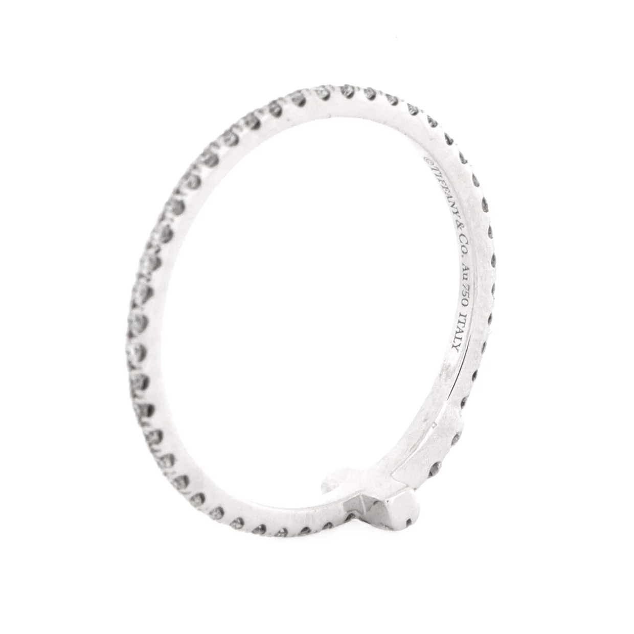 T Wire Band Ring 18K White Gold with Pave Diamonds - Deep Luxury